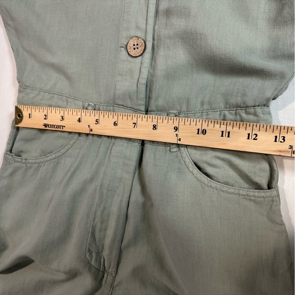 ZARA Green Khaki Linen Blend Short Sleeve Jumpsuit Sz XS - Picture 11 of 13